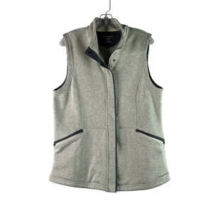 ExOfficio Thermique Vest Full Zip Fleece Knit Mock Neck Heathered Gray Large
